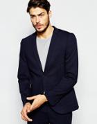 Noak Jersey Suit Jacket In Skinny Fit - Navy