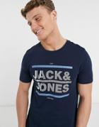 Jack & Jones Crew Neck T-shirt In Navy