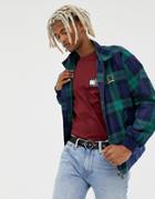 Tommy Jeans 6.0 Limited Capsule Harrington Jacket In Green And Navy Plaid With Crest Back Logo - Navy
