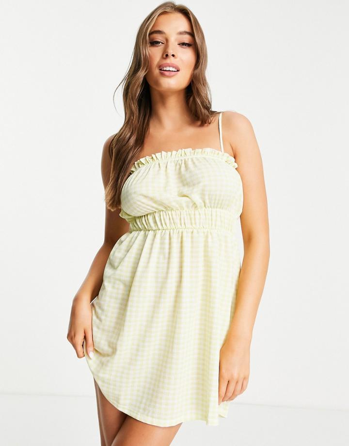 Miss Selfridge Strappy Sundress In Yellow Gingham