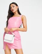 Naanaa Pu Mini Dress With Split In Pink