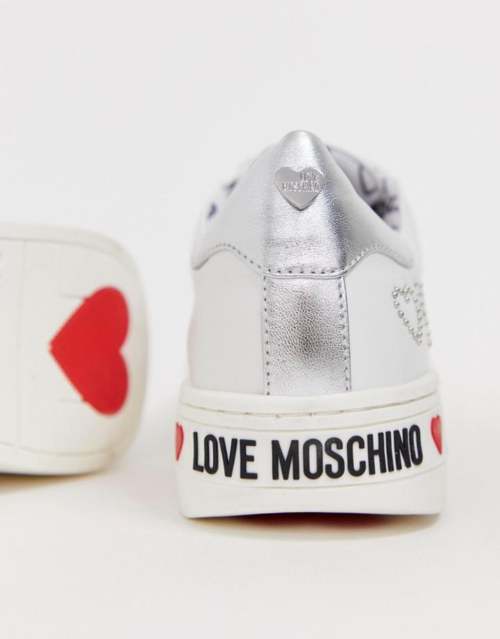 Love Moschino Studded Logo Sneakers - White