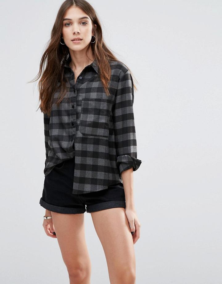 Daisy Street Check Shirt - Black