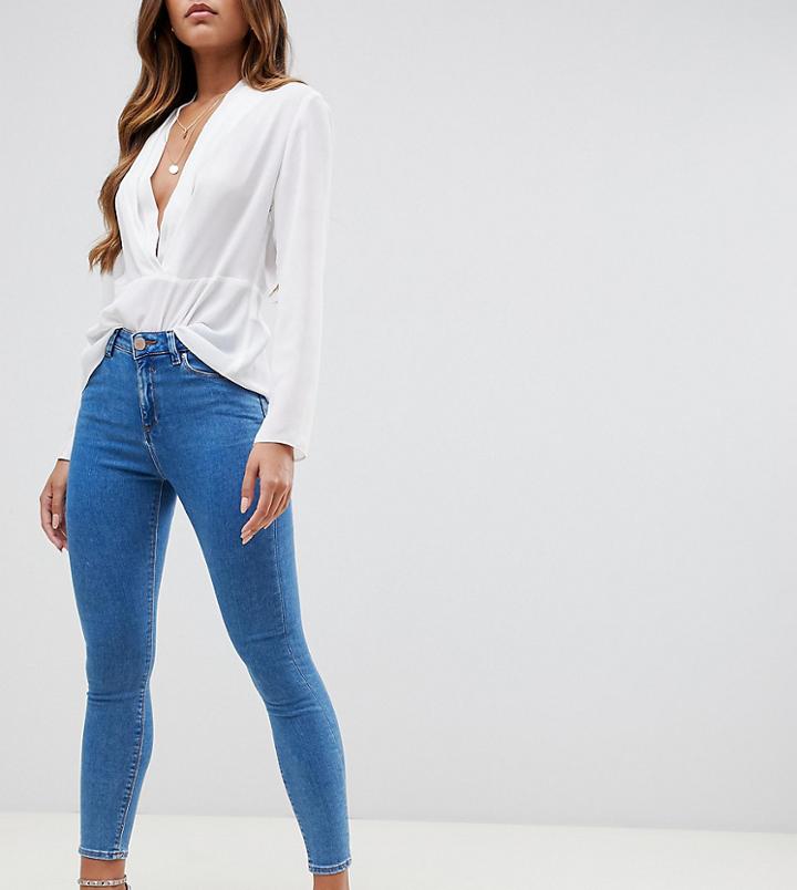 Asos Design Ridley High Waisted Skinny Jeans In Pretty Blue