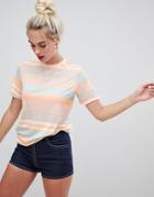 Daisy Street T-shirt In Vintage Stripe - Orange