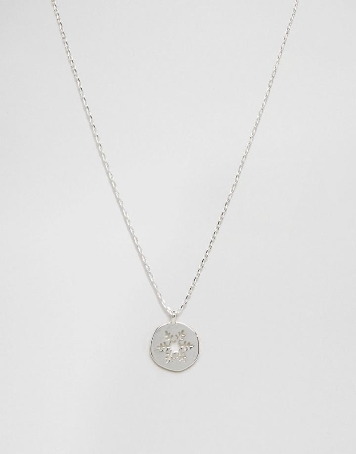 Nylon Silver Plated Snowflake Necklace - Silver