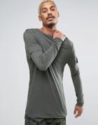 Asos Super Longline Muscle Long Sleeve T-shirt In Bamboo Fabric With D