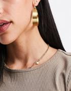 Asos Design Hoop Earrings In Satin Finish In Gold Tone
