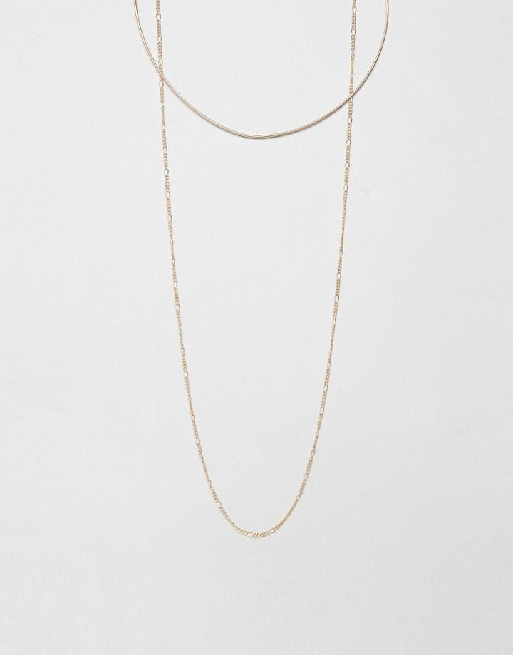 Designb Extra Long Double Layered Necklace - Gold