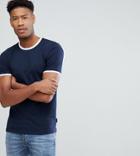 D-struct Tall Slim Fit Ringer T-shirt - Navy