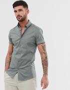 River Island Muscle Fit Shirt In Khaki-green