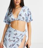 Asos Design Petite Terry Beach Skirt In Butterfly Print - Part Of A Set-multi