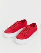 Asos Design Dale Lace Up Sneakers-red