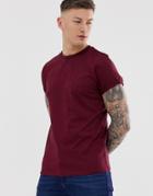 Asos Design T-shirt With Roll Sleeve In Twisted Jersey In Burgundy - Red