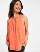 Asos Design Swing Tank In Chiffon In Bright Coral-no Color