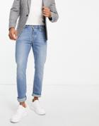 Topman Slim Jeans In Mid Wash-blues