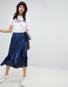 Vero Moda Ruffle Wrap Skirt - Navy