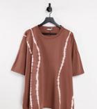 Asos Design Curve Oversized T-shirt In Brown Tie Dye