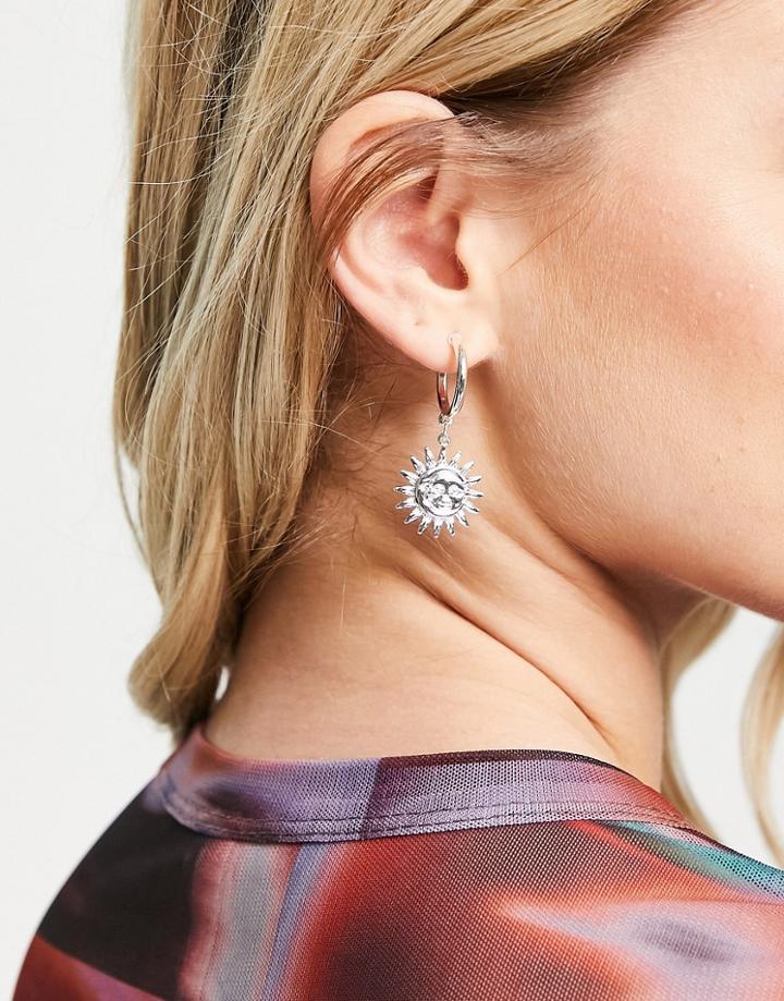 Monki Drop Sun Earrings In Silver-gold