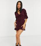 Topshop Petite Tie Front Mini Dress In Pink