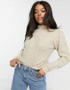 Jdy Sweater With High Neck And Shoulder Details In Beige-neutral