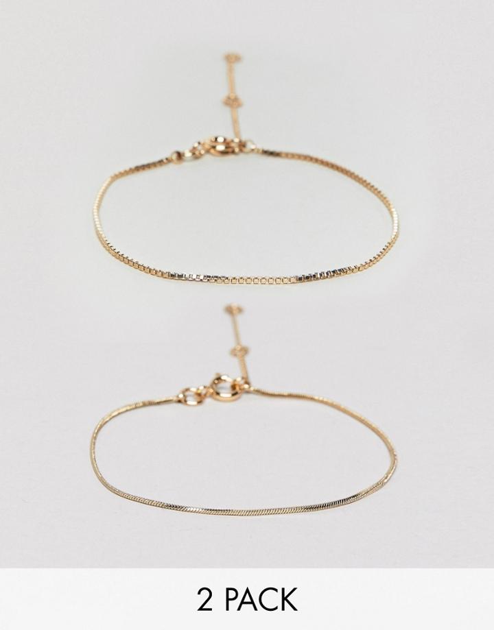 Weekday 2-pack Chain Bracelets In Gold - Gold