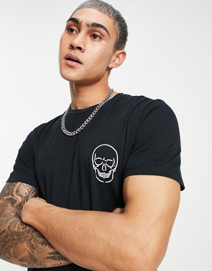 Jack & Jones Originals T-shirt With Flocked Skull In Black