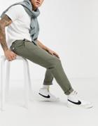 Jack & Jones Intelligence Stretch Slim Pants In Khaki-brown