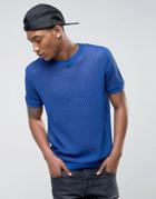 Asos Mesh T-shirt In Blue - Blue