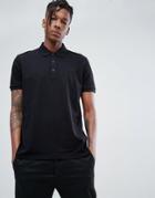Hugo Pique Logo Polo Shirt In Black - Black