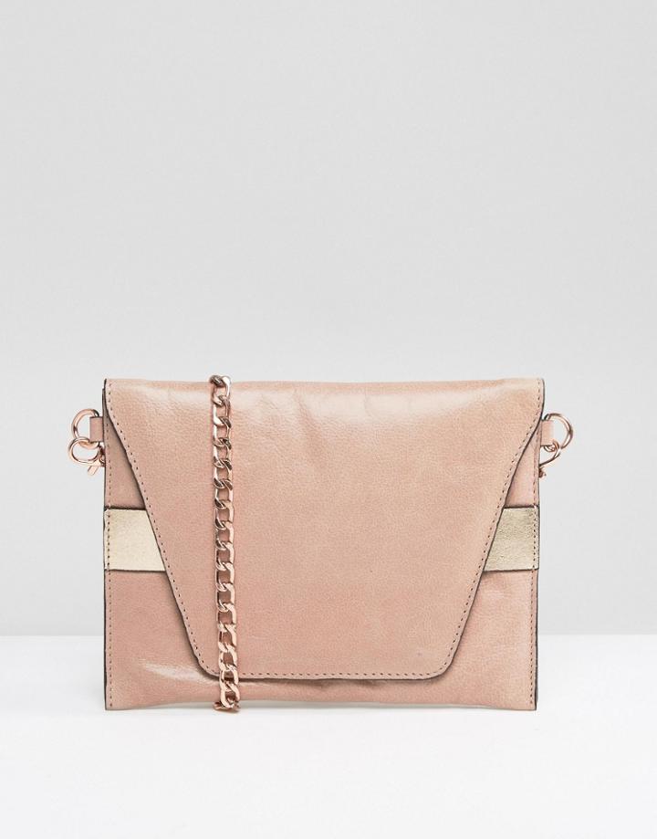 Urbancode Real Leather Cross Body Bag With Rose Gold Band - Pink