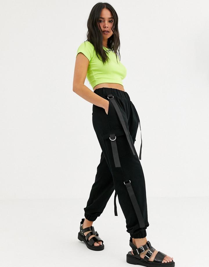 Asos Design Strap Detail Cargo Pant Jogger - Black
