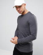 Asos Longline Muscle Long Sleeve T-shirt - Gray