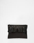 Asos Leather Tassel Clutch Bag - Black
