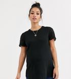 Asos Design Maternity T-shirt With Broderie Sleeve In Black