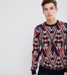 Asos Design Tall Midweight Sweater With Kaleidoscope Pattern - Multi