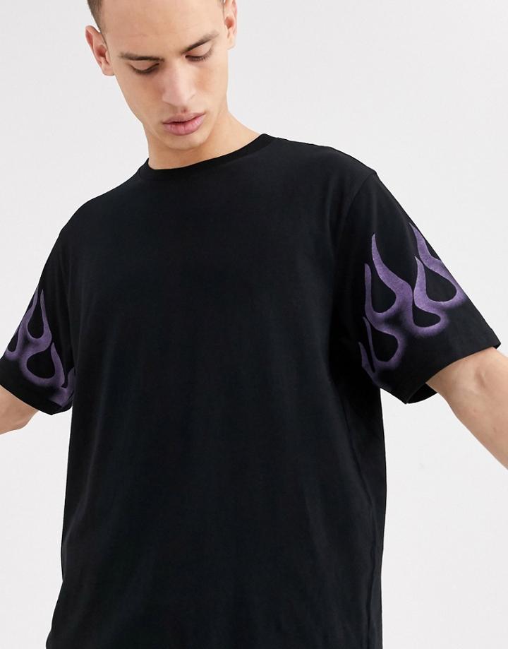 Weekday Frank Sleeve Flame T-shirt In Black