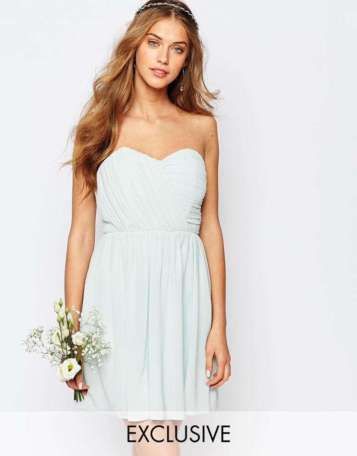 Tfnc Wedding Bandeau Chiffon Mini Dress - Morning Mist