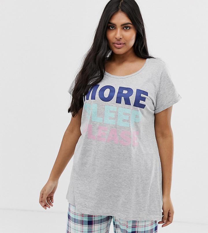 Yours Plus Suze More Sleep Pyjama Top In Gray - Gray
