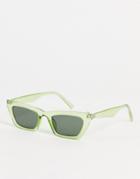 Topshop Slim Plastic Cateye Sunglasses-green