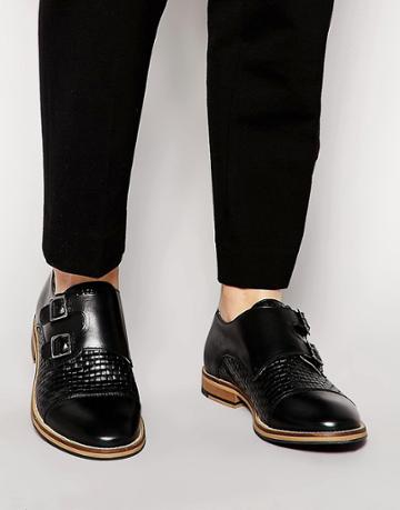 Shoe The Bear Leather Monk Shoes - Black