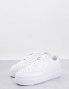 Nike Court Vision Alta Leather Platform Sneakers In Triple White