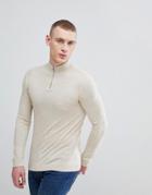 Asos Half Zip Cotton Sweater In Oatmeal - Beige