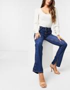 Stradivarius Straight Leg Jeans With Split Hem In Blue