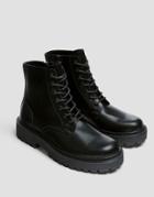 Pull & Bear Lace Up Boots In Black