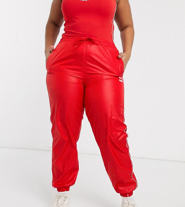 Puma Plus High Waisted Sweatpants In Red Exclusive To Asos