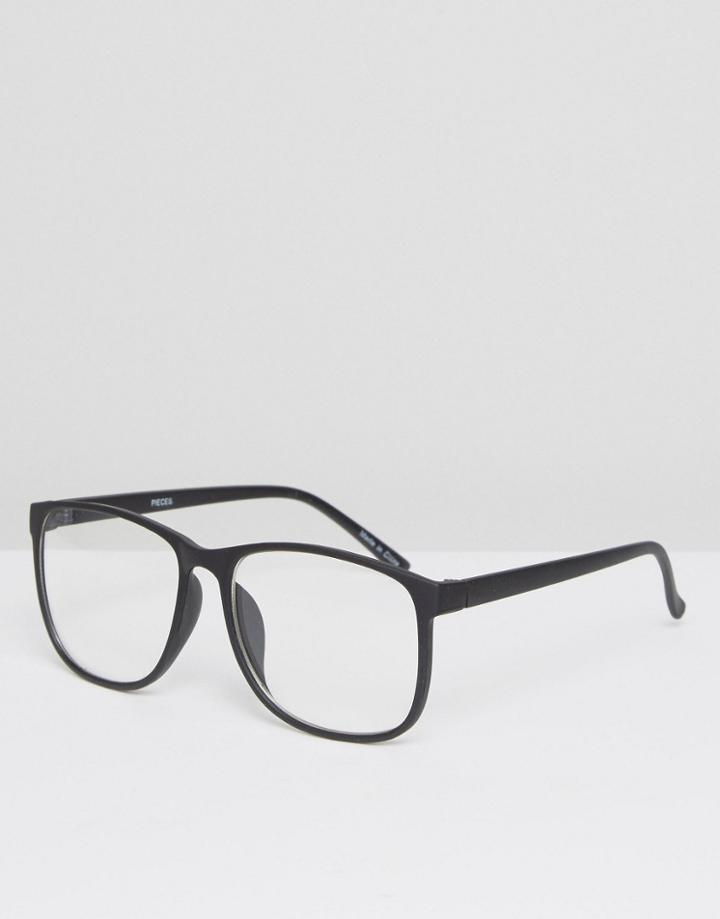 Pieces Clear Lens Square Glasses - Black