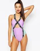 Jaded London Cut Out Swimsuit - Pastel