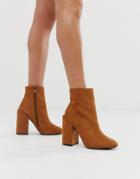 In The Style Faux Suede Round Toes Boots - Brown
