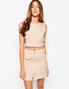 Lola May Crop Top With Cut Out - Nude